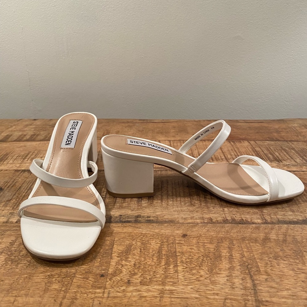 White Steve Madden Heeled Sandals- Size 6
